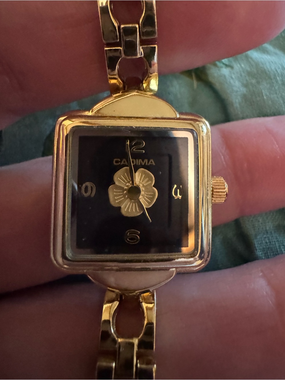 Gold-Tone Women's Bracelet Watch with Black Dial